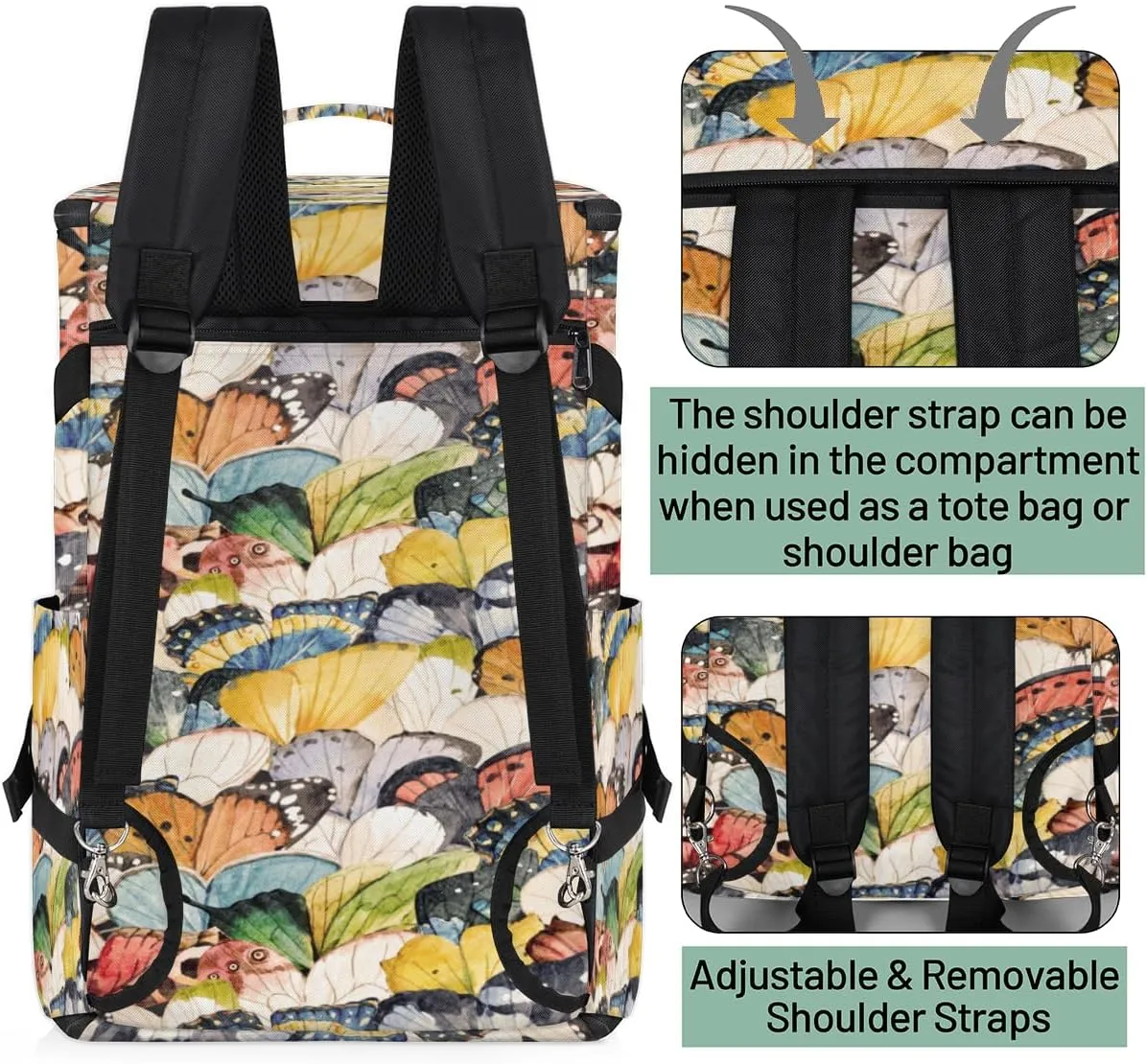 Large Sports Gym Bag With Shoe & Laptop Compartment 47L Waterproof Travel Duffel Bags for Men Women Art Butterfly Wings Luggage Backpack Duffle Bag