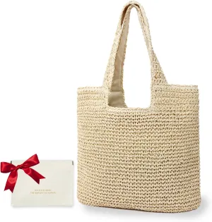 Large Straw Beach Bag for Women with Coin Purse, Woven Tote Bag Summer bag Travel Shoulder Handbag