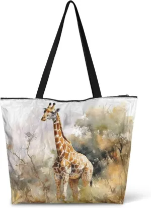 Large Tote Bag for Women African Style Zipper Work Tote Handbag, Ethnic Style Shoulder Bag for Travel,School