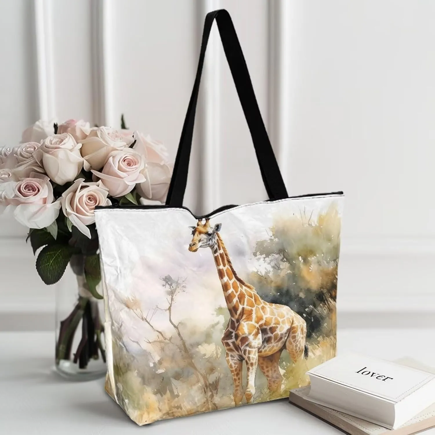 Large Tote Bag for Women African Style Zipper Work Tote Handbag, Ethnic Style Shoulder Bag for Travel,School