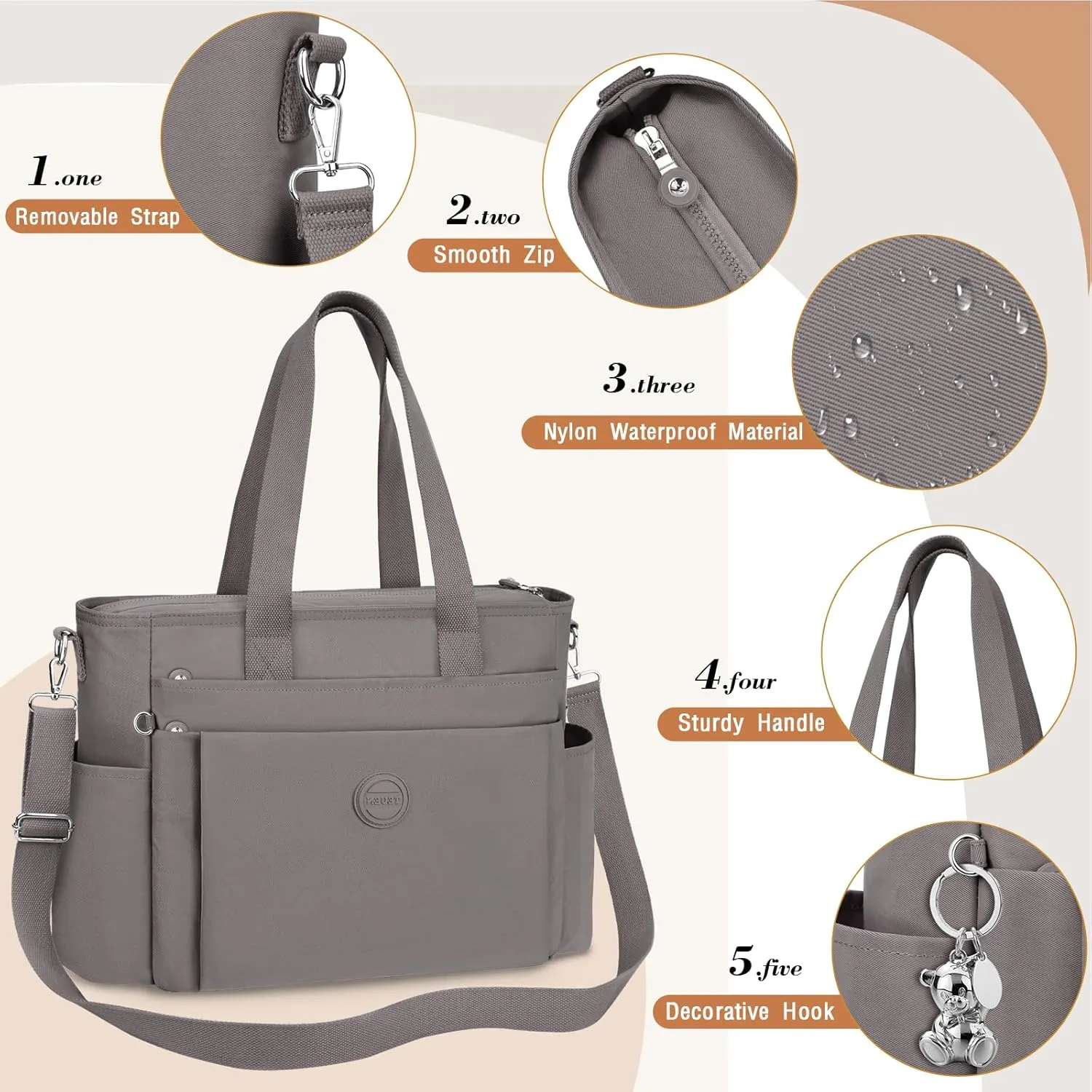 Large Tote Bag for Women, Waterproof Nylon Crossbody Tote Bag Shoulder Bag Carry On Bags for Travel Work Gym