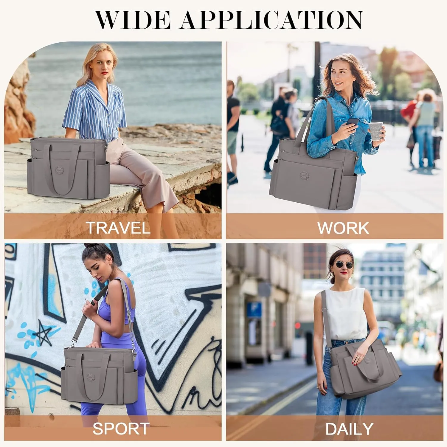 Large Tote Bag for Women, Waterproof Nylon Crossbody Tote Bag Shoulder Bag Carry On Bags for Travel Work Gym