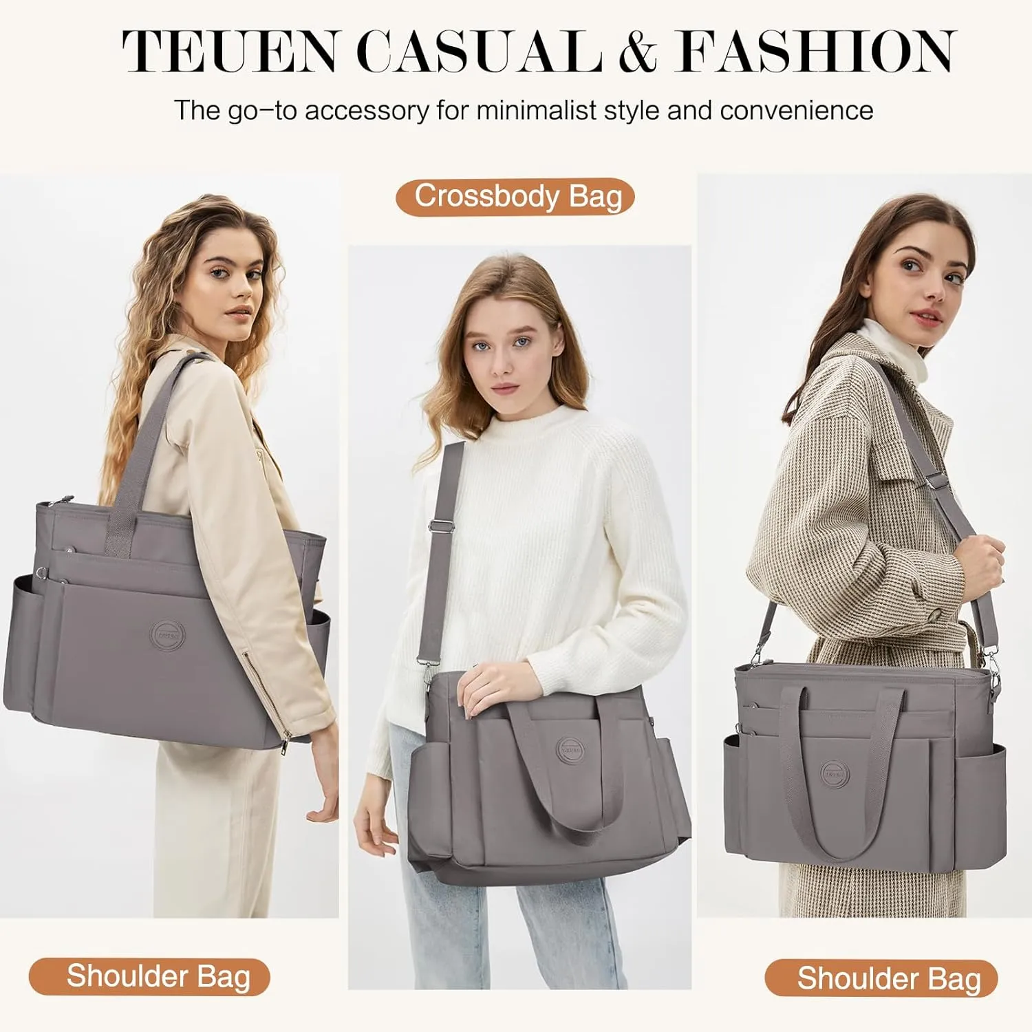 Large Tote Bag for Women, Waterproof Nylon Crossbody Tote Bag Shoulder Bag Carry On Bags for Travel Work Gym