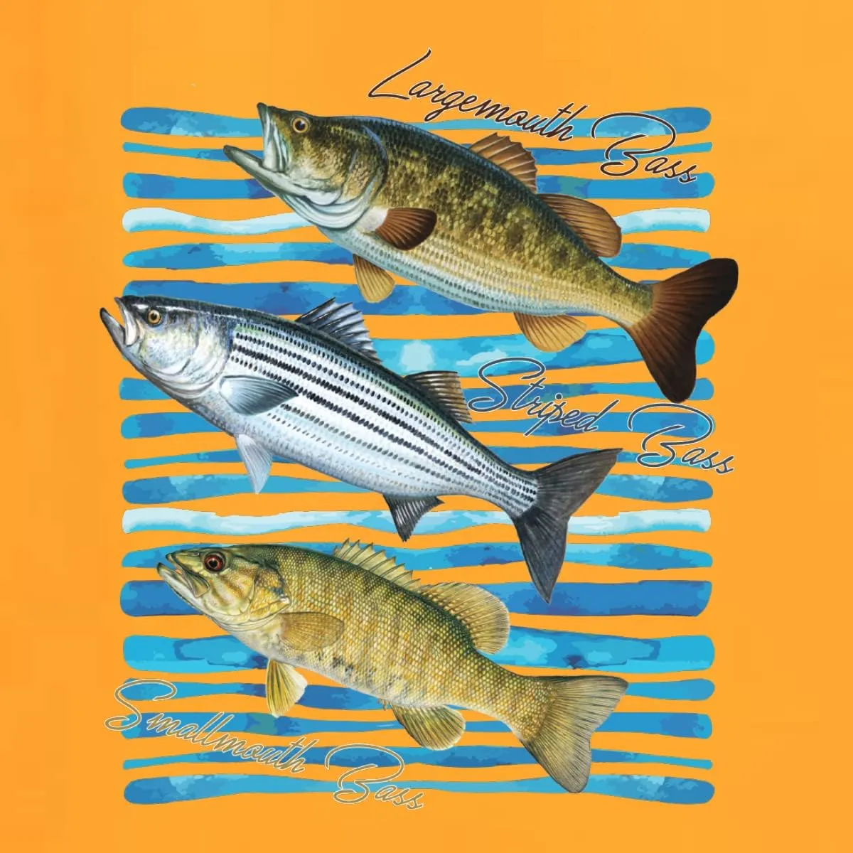 Largemouth Striped Smallmouth Big Bass Fish Fishing Front and Back Men's T-Shirt