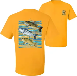Largemouth Striped Smallmouth Big Bass Fish Fishing Front and Back Men's T-Shirt