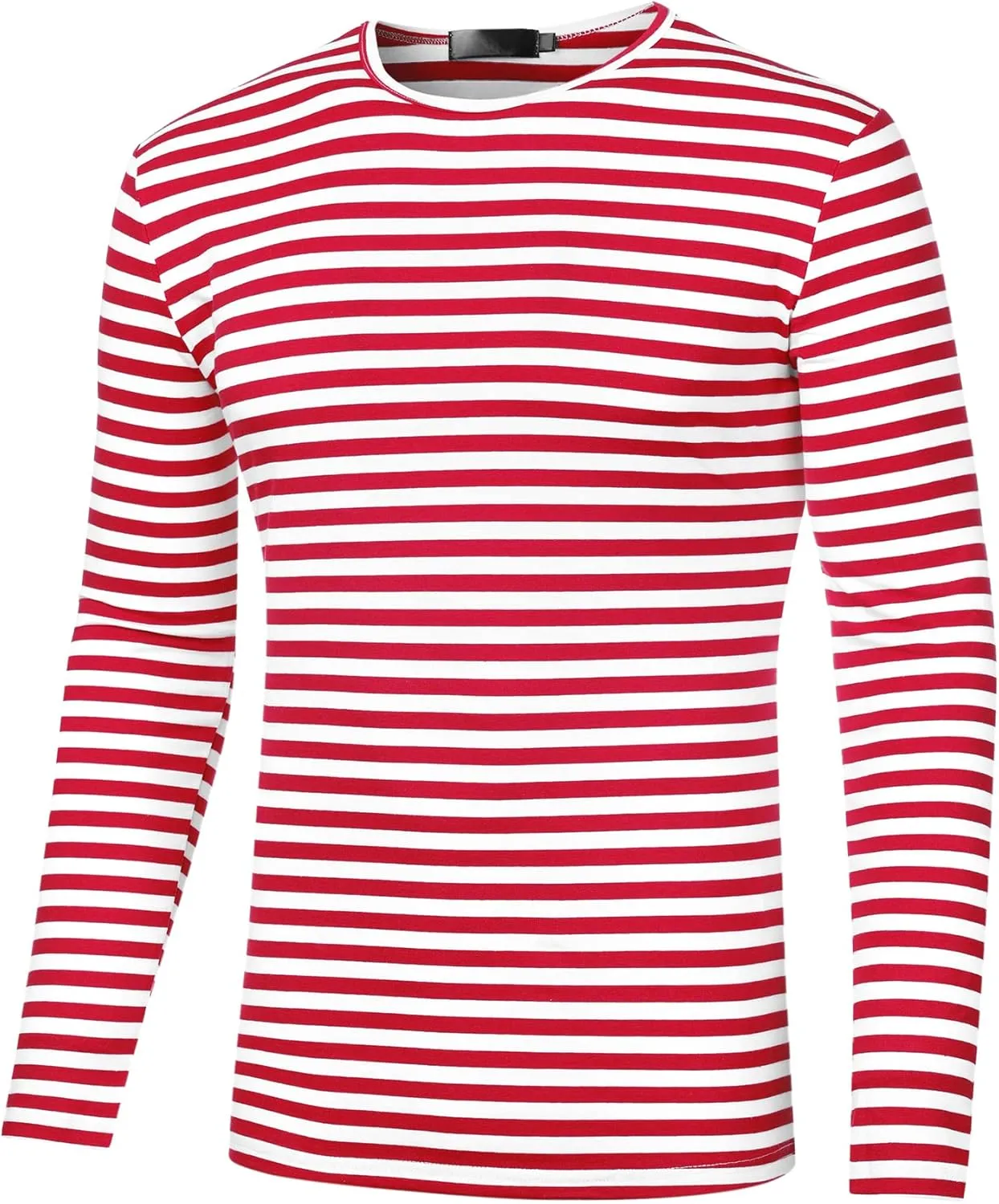 Lars Amadeus Men's Striped T-Shirt Long Sleeves Crew Neck Stripe Basic Top T Shirt
