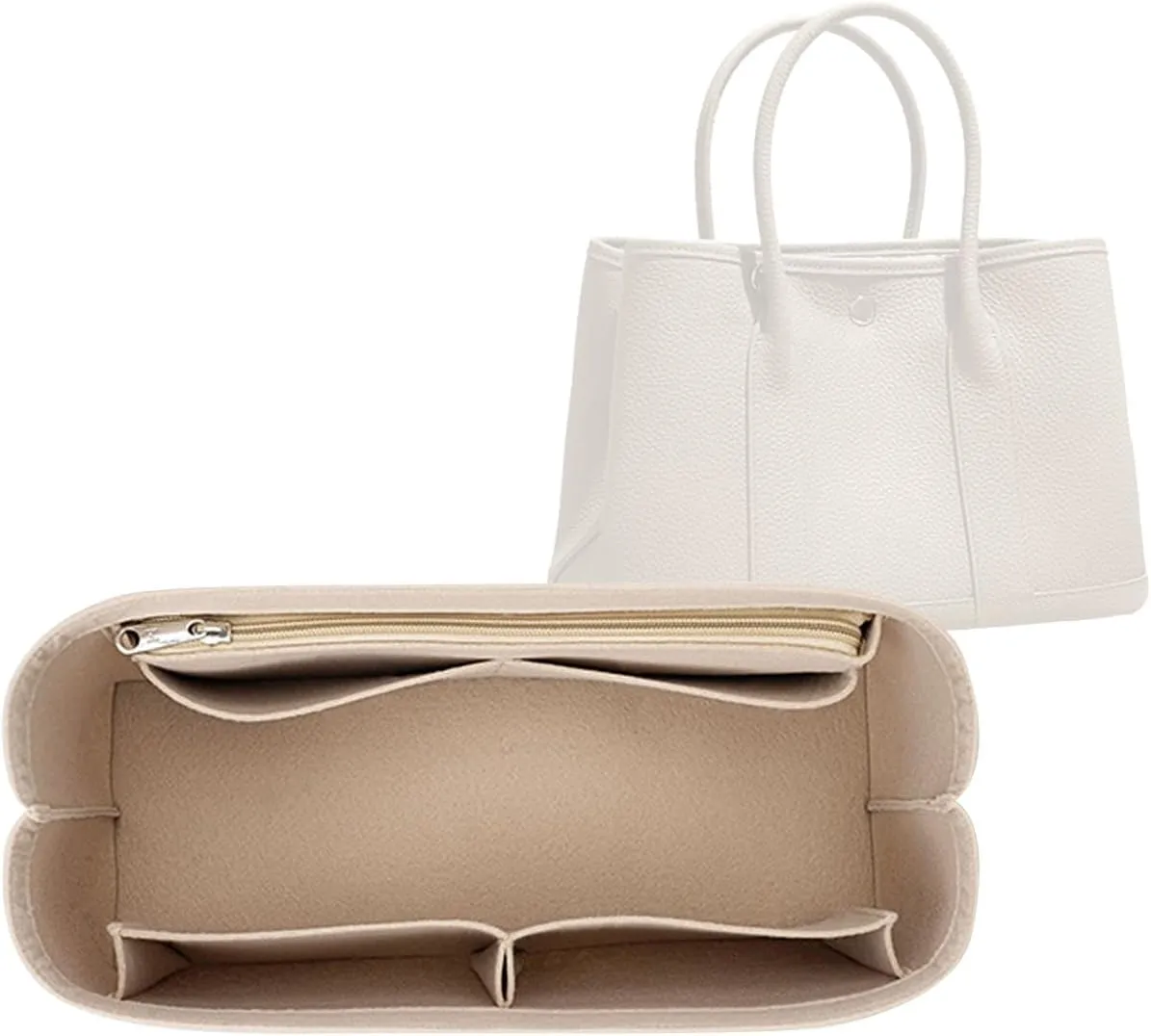 Lckaey bag organizer for hermes garden party tote garden party 36 Handbag Felt insert Y085Khaki-L