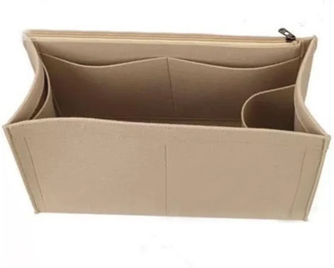 Lckaey Bag Organizer for Onthego PM bag Felt Purse Insert with Detachable Zipper Pocket ONTHEGO Insert Removable1080Khaki-S