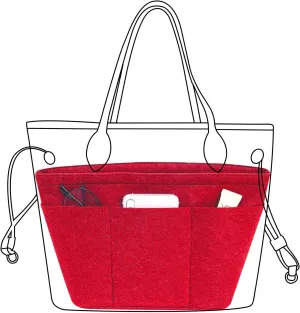 Lckaey Bag Organizer Insert Felt Purse Organizer for Handbag & Tote Organizer insert for Neverfull MM PM BagsY075red-M