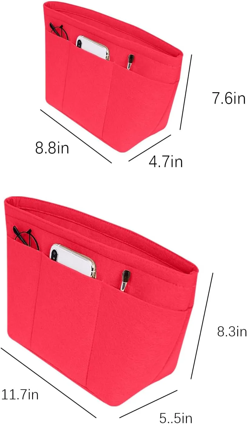Lckaey Bag Organizer Insert Felt Purse Organizer for Handbag & Tote Organizer insert for Neverfull MM PM BagsY075red-M