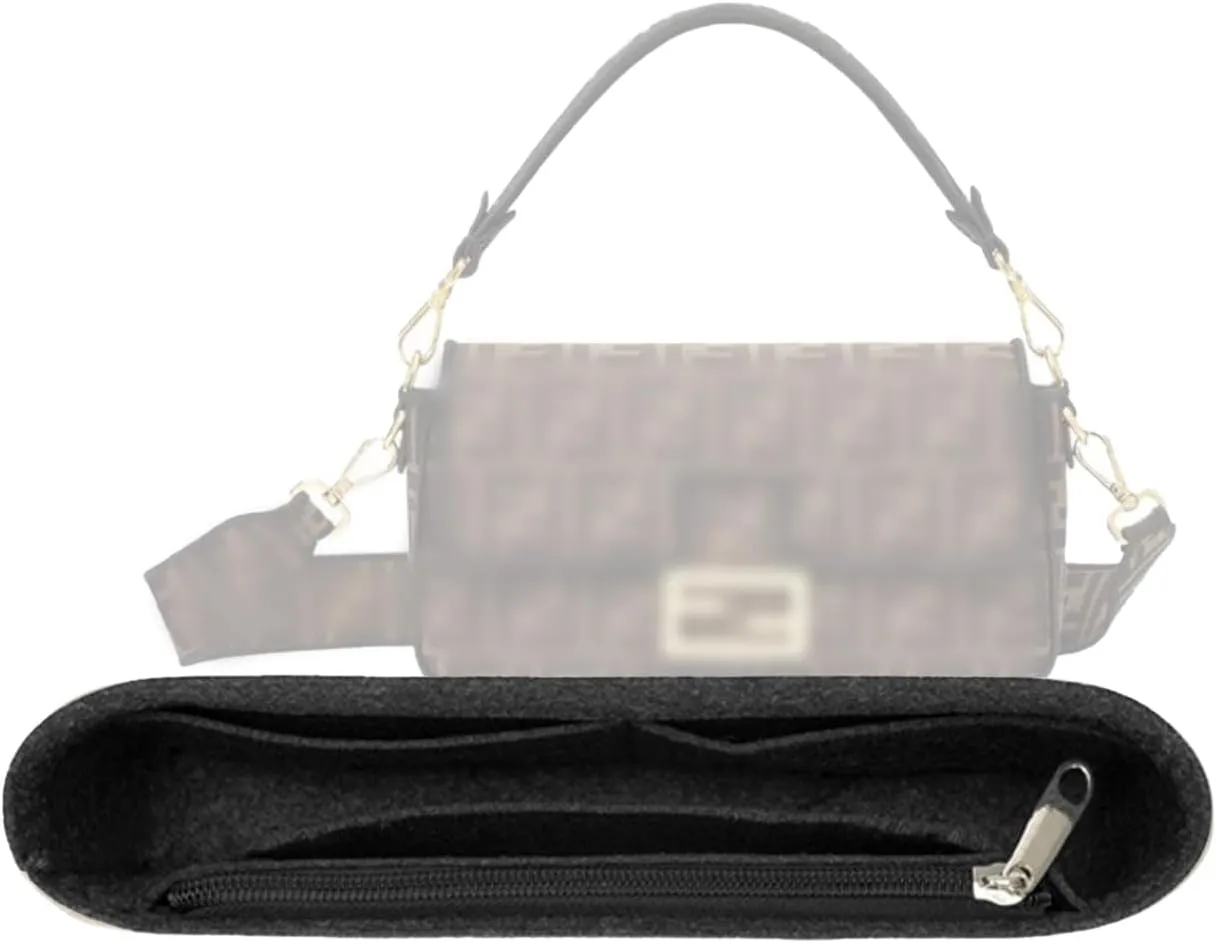 Lckaey Felt purse organizer for FENDI baguette bag insert for fendi Handbag baguette Organizers Y090black-M