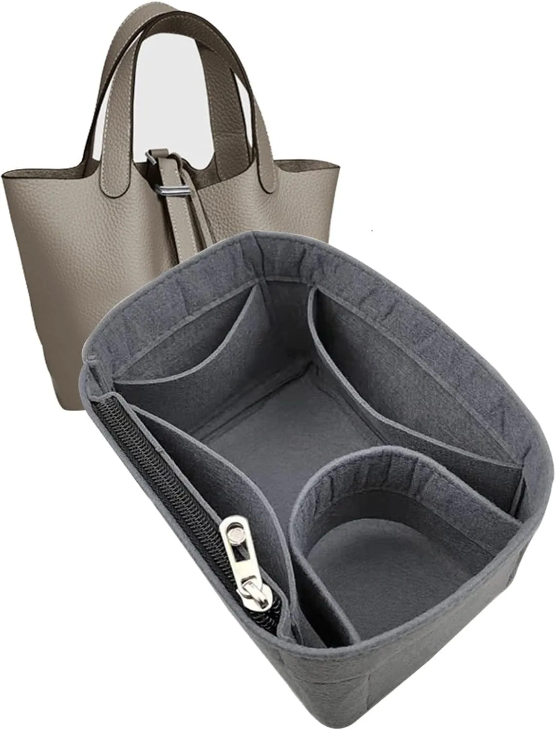 Lckaey picotin 26 organizer Organizer for 18 22 26 bag insert Purse strap1098grey-L