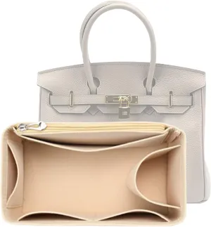 Lckaey Purse Organizer for Hermes birkin 35 bag Felt organizer insert Y013beige-L