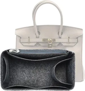 Lckaey Purse Organizer for Hermes birkin bag 25 Felt organizer insert Y013grey-S