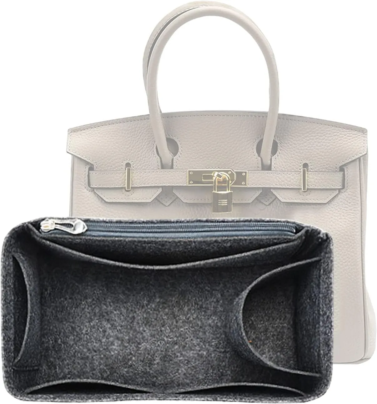 Lckaey Purse Organizer for Hermes birkin bag 25 Felt organizer insert Y013grey-S