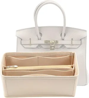 Lckaey Purse Organizer for Hermes birkin bag 35 Felt organizer insert Y013M Pull beige-L