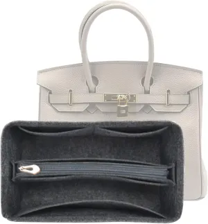 Lckaey Purse Organizer for Hermes birkin bag 35 Felt organizer insert Y013M Pull grey-L