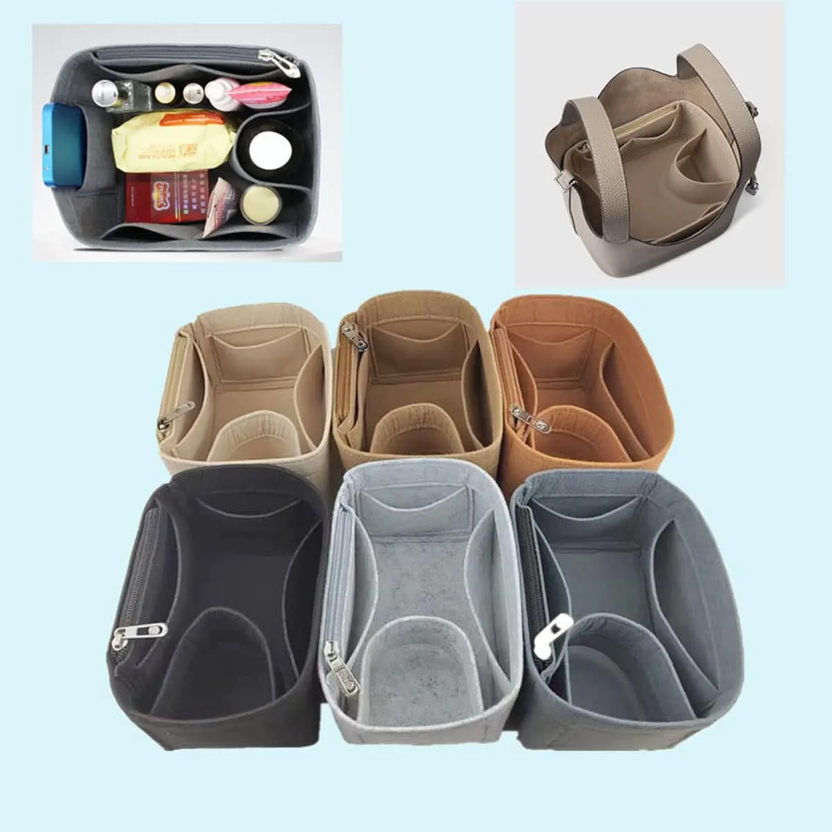 Lckaey Purse Organizer for picotin 18 strap picotin 26 gm bag insert 1098black -L