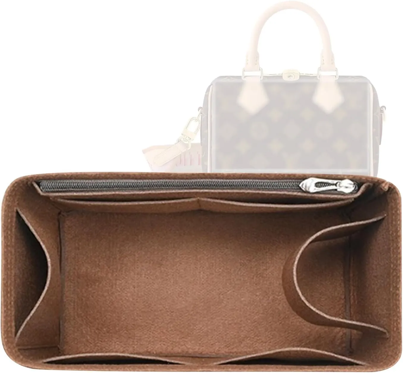 Lckaey Purse organizer for Speedy 20 HandBag protective insert Tote Bag and hand bag protector Y073Coffee-S