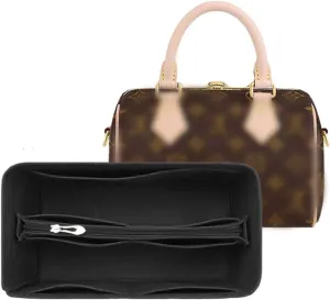 Lckaey Purse organizer for Speedy 25 HandBag protective insert Tote Bag and hand bag insert protector Y095black-M