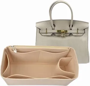 Lckaey Purse Organizer insert for birkin 35 insert organizer Felt bag1099beige-L
