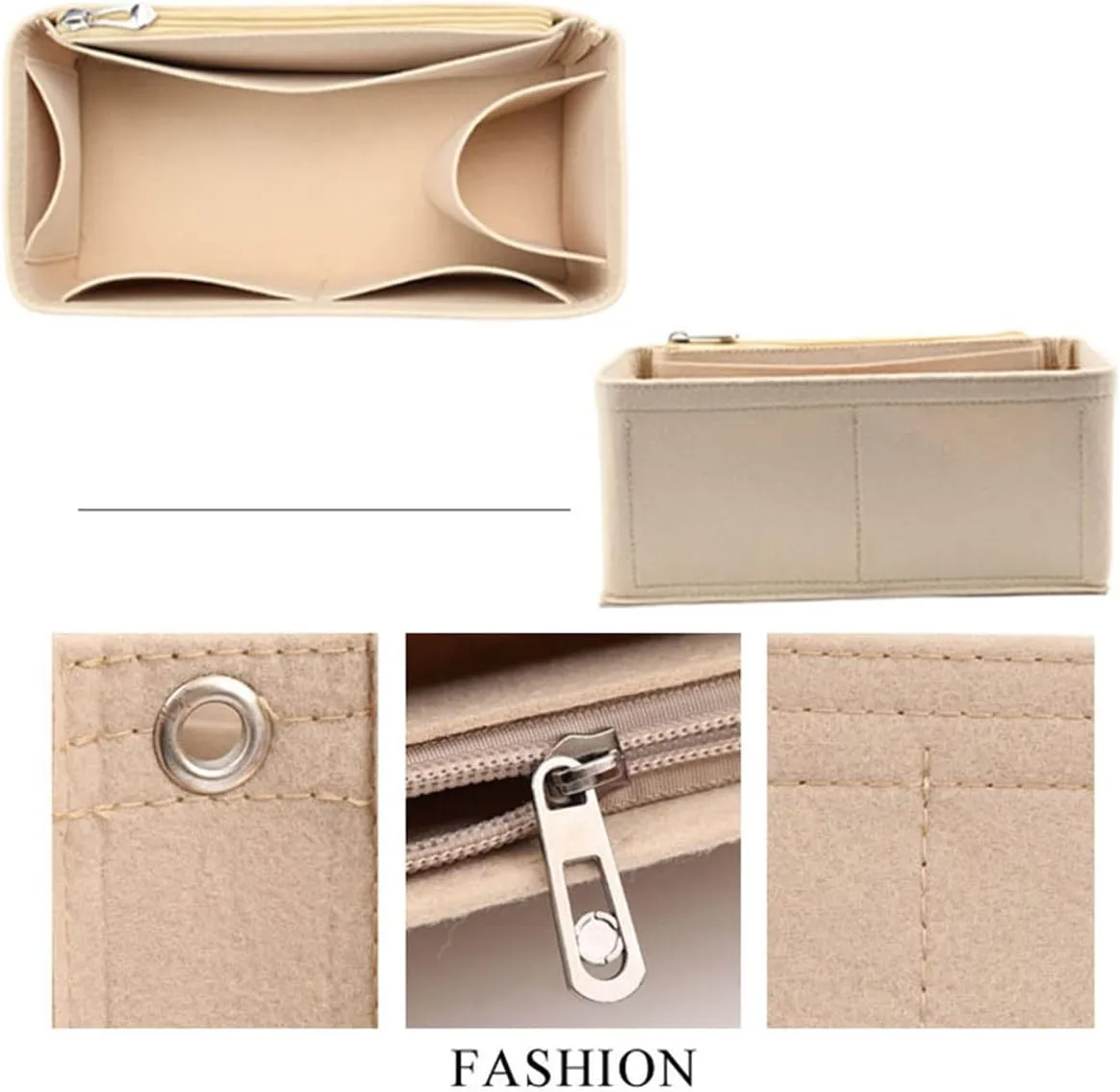 Lckaey Purse Organizer insert for birkin 35 insert organizer Felt bag1099beige-L