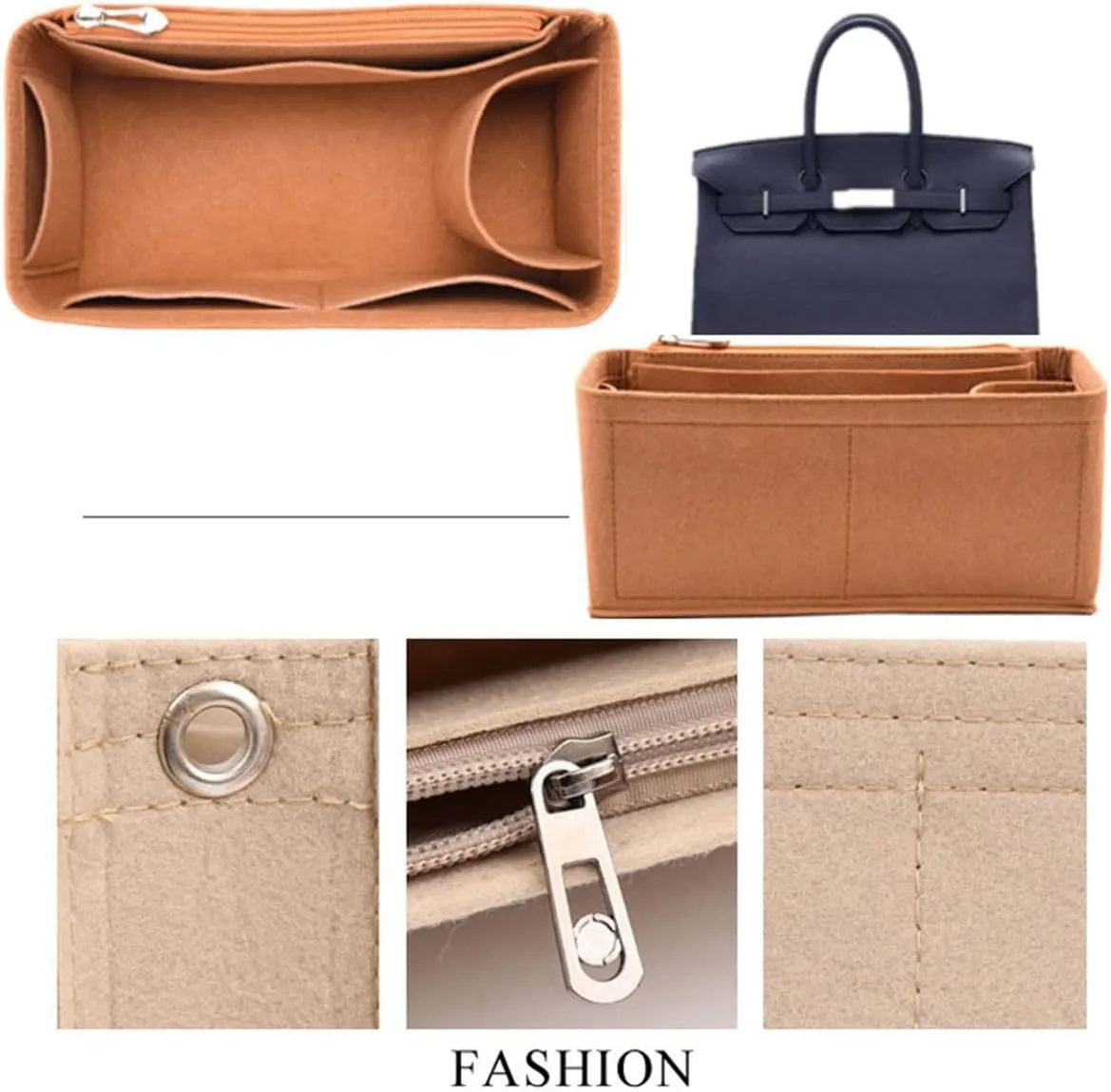 Lckaey Purse Organizer insert for birkin bag insert 25 30 35 organizer 1099camel-S