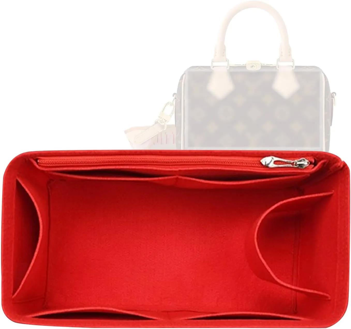 Lckaey Purse organizer insert for Speedy 30 HandBag protective insert Tote Bag and hand bag protector Y073red-L