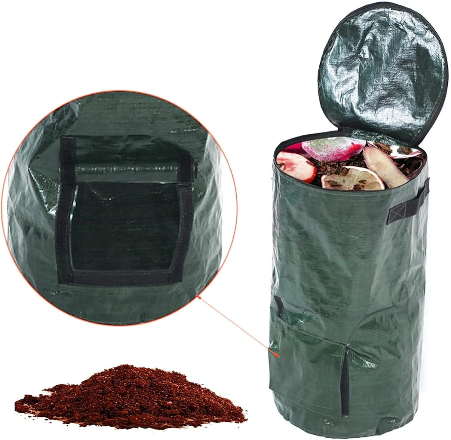 Leaf Weed Disposal Bags Environmentally Friendly Compost Garden Bag Large Capacity Tear-Resistant Plastic Fertilizer Waste Sacks for Speeding Up Atrovirens C