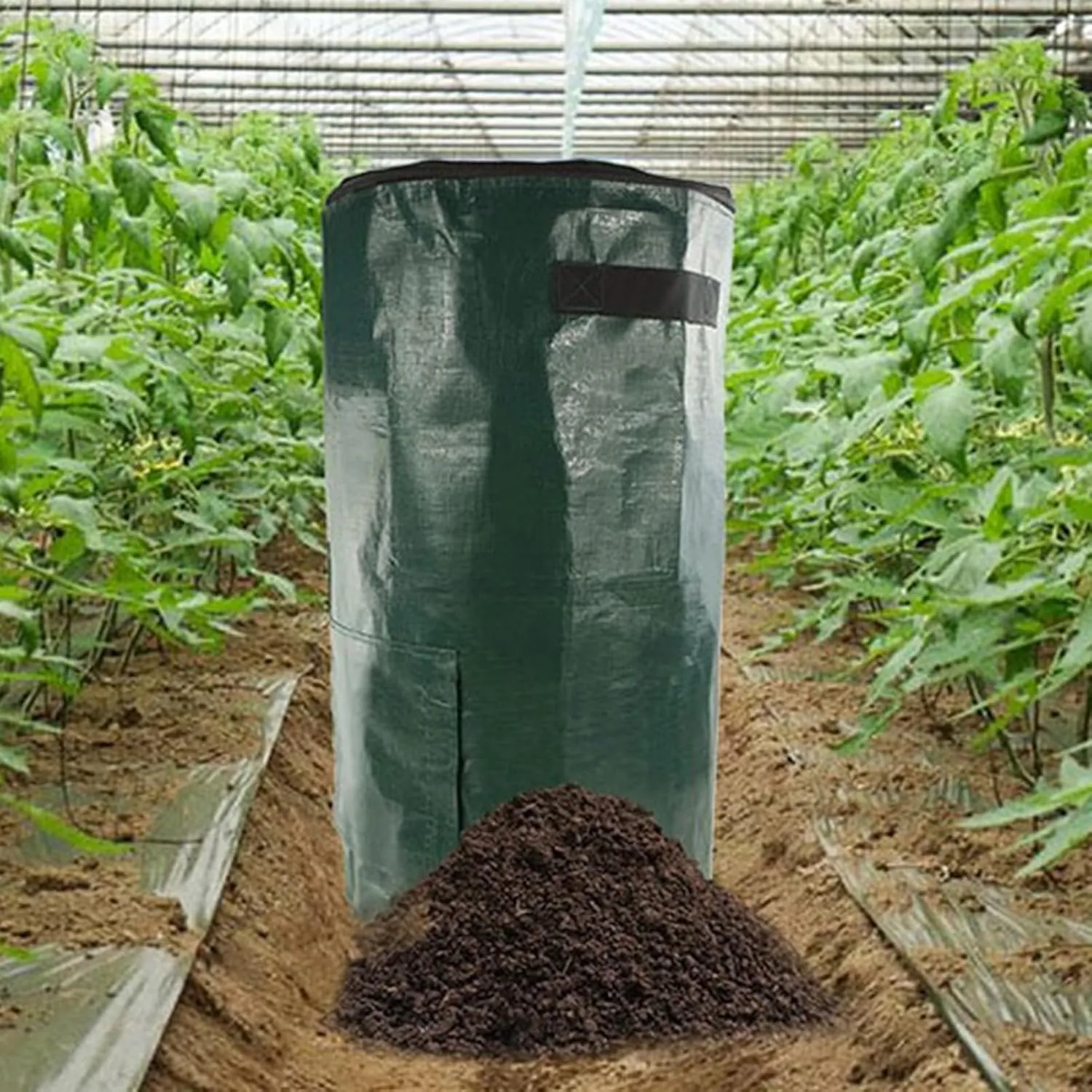 Leaf Weed Disposal Bags Environmentally Friendly Compost Garden Bag Large Capacity Tear-Resistant Plastic Fertilizer Waste Sacks for Speeding Up Atrovirens C
