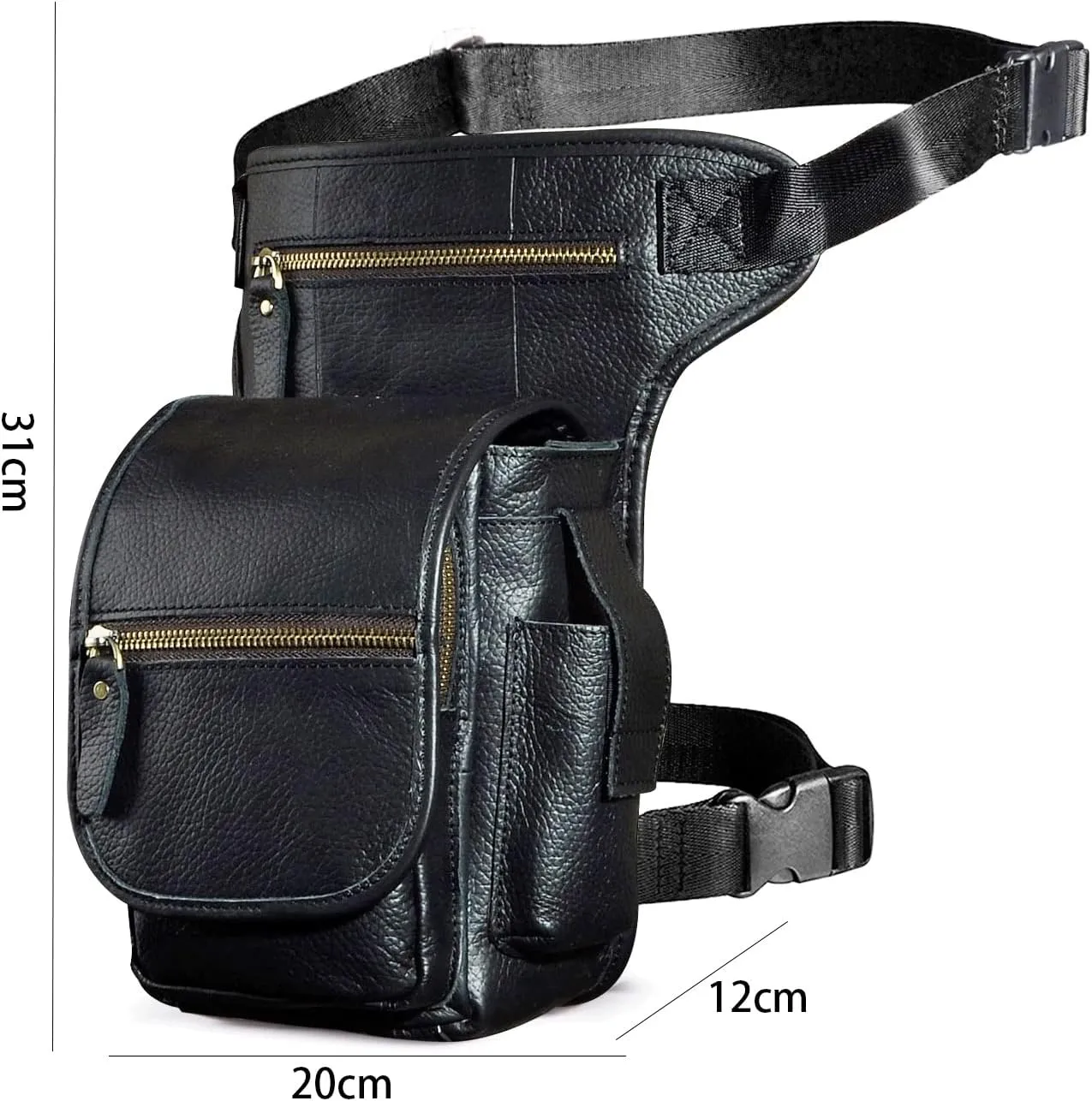 Leather Drop Leg Bag, Multi-Purpose Outdoor Hip Bag with Adjustable Shoulder Straps, for Outdoor, Travel, Camping Pouches(Black)