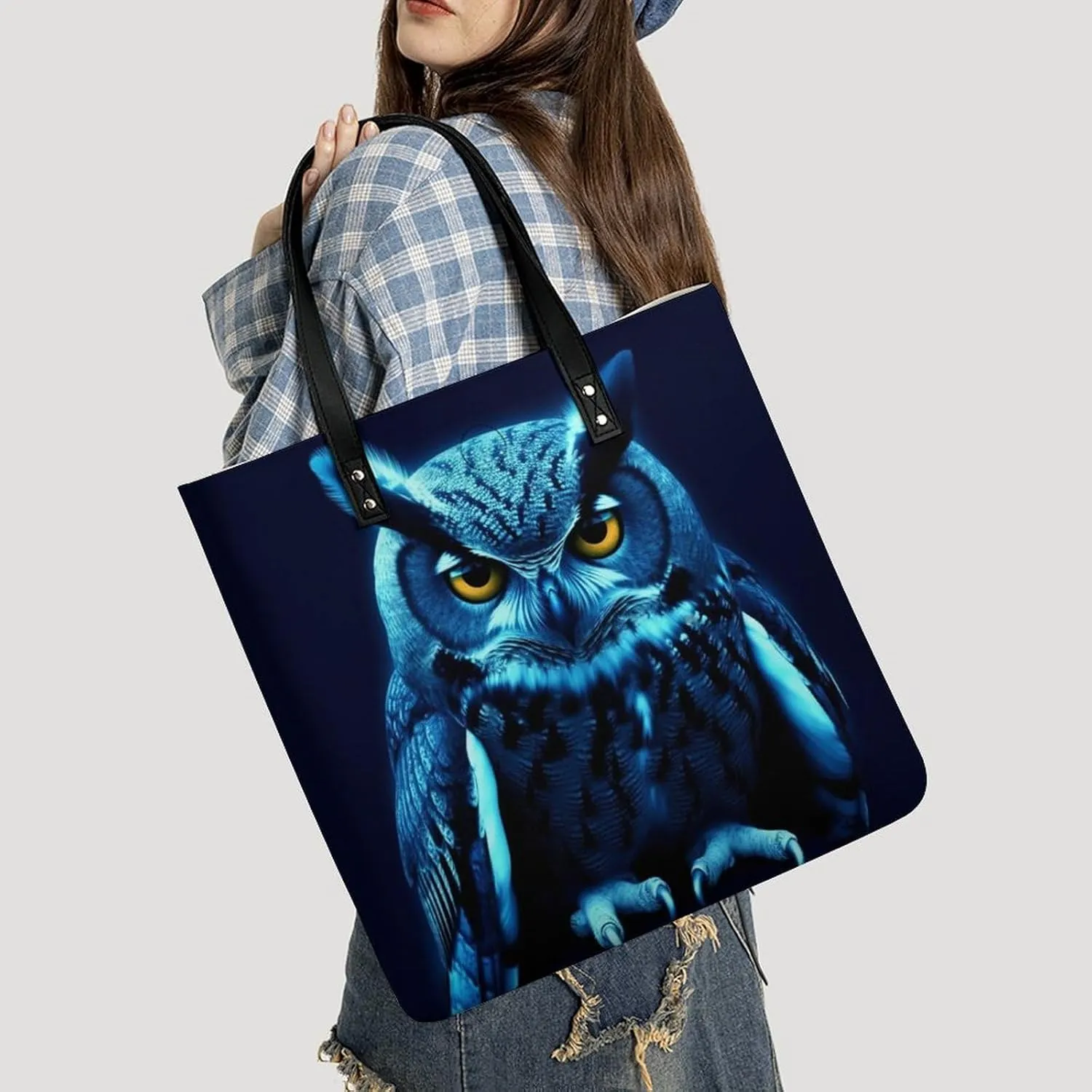 Leather Handbag for Women Tote Bag with Magnetic Buckle Wildlife Spider Crossbody Bag Shoulder Bags