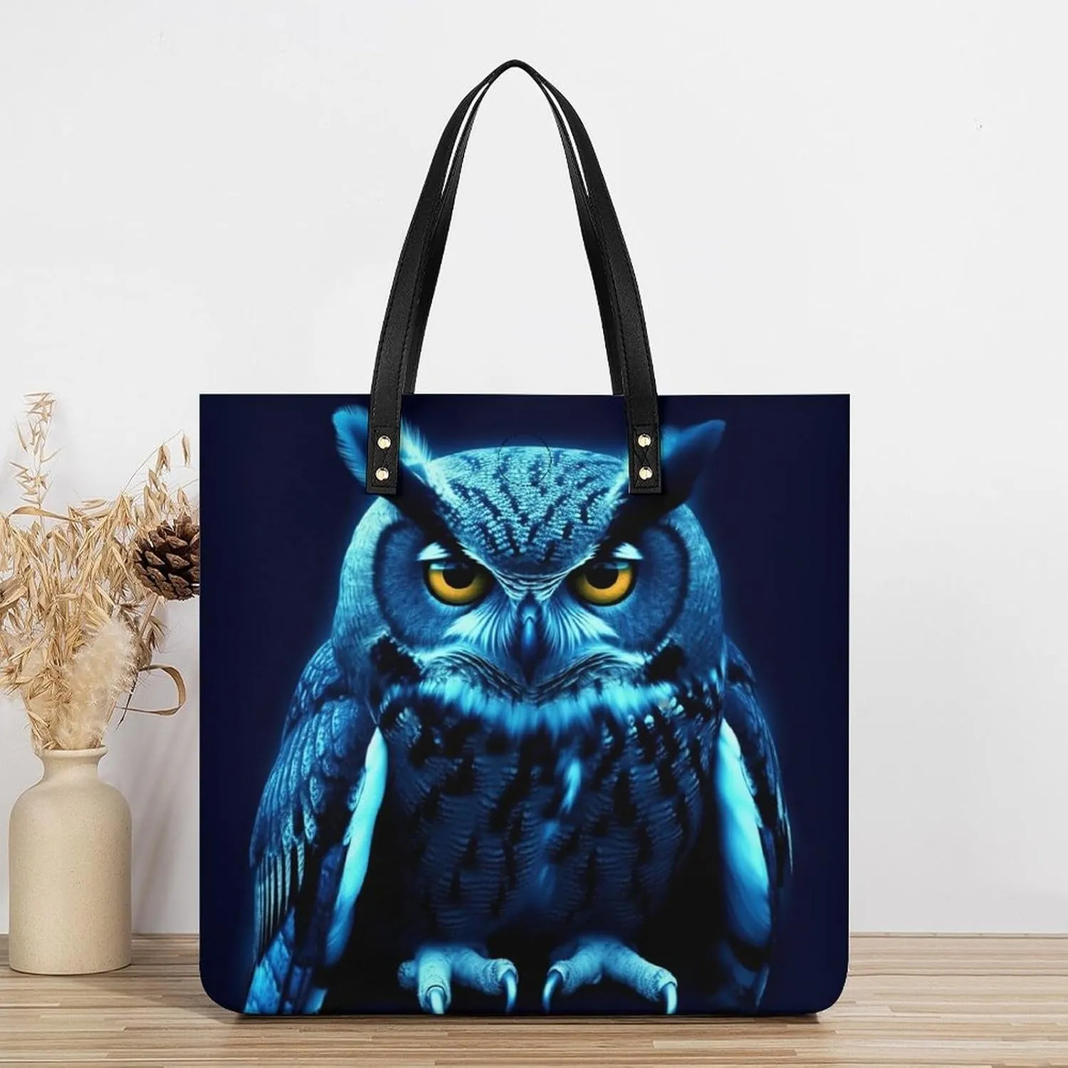 Leather Handbag for Women Tote Bag with Magnetic Buckle Wildlife Spider Crossbody Bag Shoulder Bags