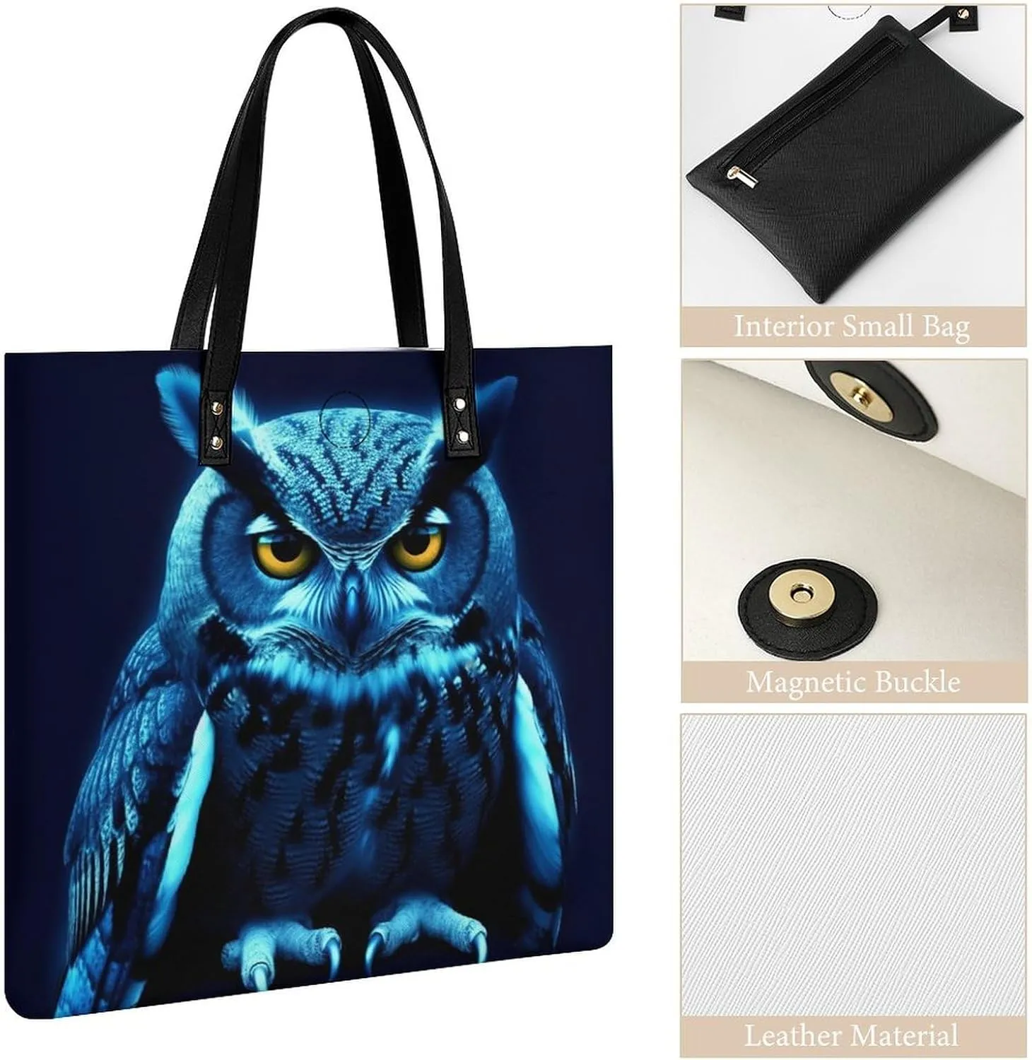 Leather Handbag for Women Tote Bag with Magnetic Buckle Wildlife Spider Crossbody Bag Shoulder Bags