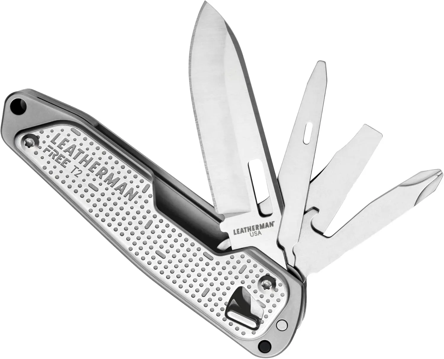 LEATHERMAN, FREE T2 Multitool and EDC Pocket Knife with Magnetic Locking and One Hand Accessible Tools, Made in the USA