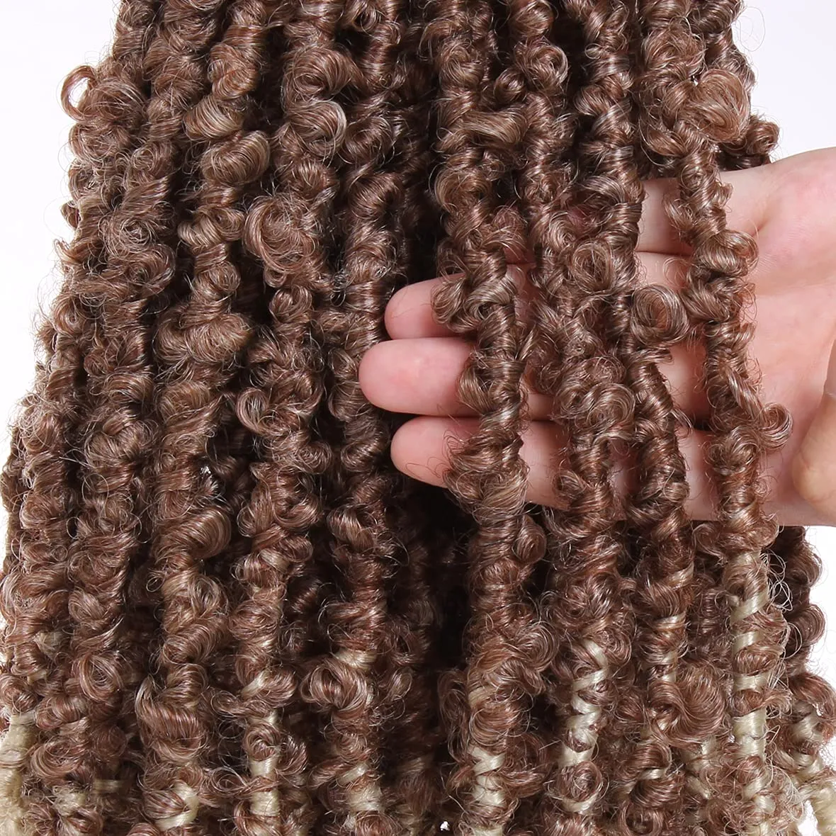 Leeven 12 Inch Bob Distressed Butterfly Locs Crochet Hair 6 Packs Pre-twisted Bohemian Soft Butterfly Goddess Braids Locs Hair Ombre Brown to Blonde Goddess Faux Locs Hair For Women 30/613#