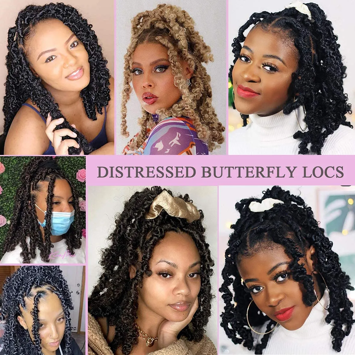Leeven 6 Packs Copper Red Bob Distressed Butterfly Locs Crochet Hair Pre-looped Messy Butterfly Twist Locs Hair 12 Inch Short Butterfly Knotless Braids Locs Hair for Women 350#