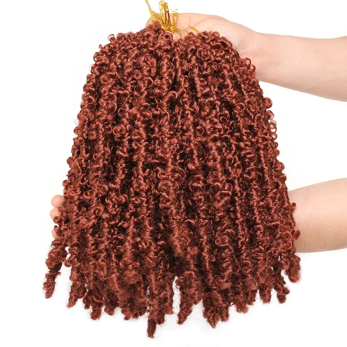 Leeven 6 Packs Copper Red Bob Distressed Butterfly Locs Crochet Hair Pre-looped Messy Butterfly Twist Locs Hair 12 Inch Short Butterfly Knotless Braids Locs Hair for Women 350#