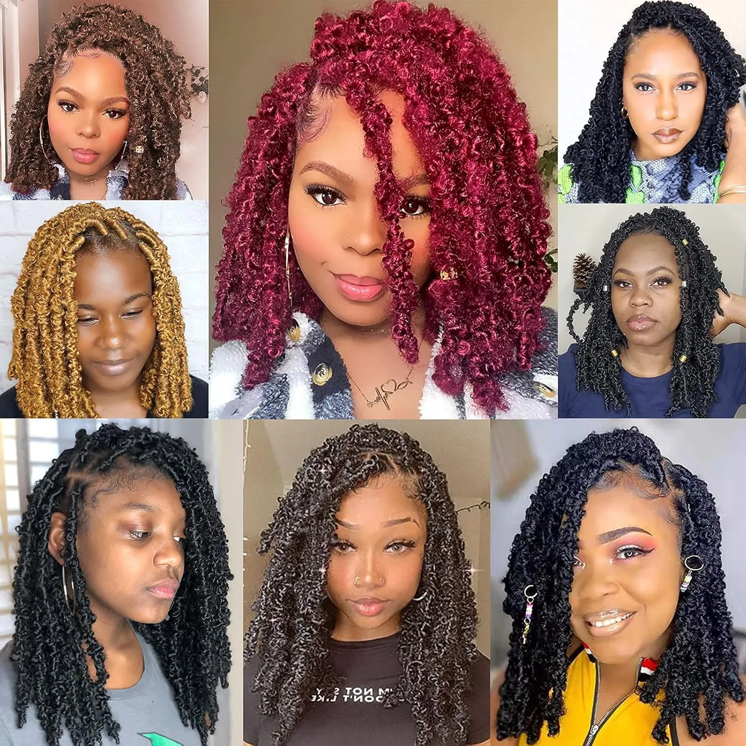 Leeven 6 Packs Copper Red Bob Distressed Butterfly Locs Crochet Hair Pre-looped Messy Butterfly Twist Locs Hair 12 Inch Short Butterfly Knotless Braids Locs Hair for Women 350#