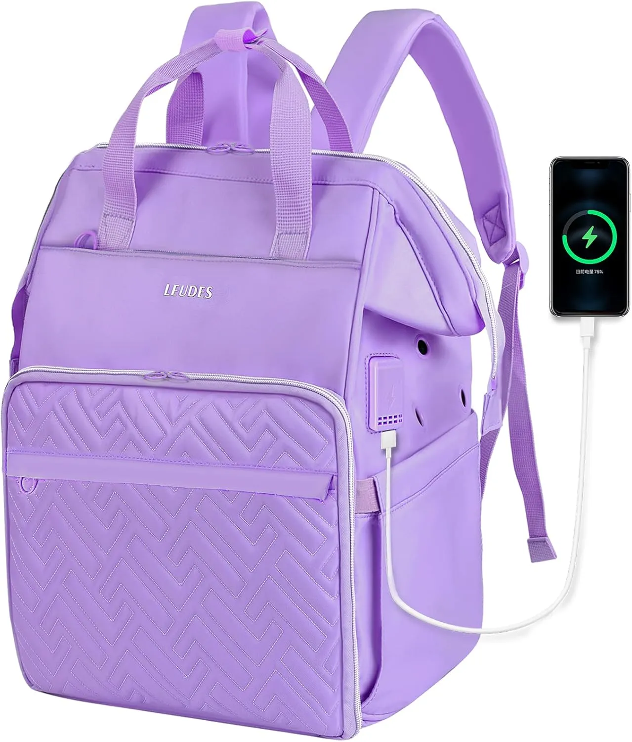 Leudes Knitting Bag Backpack, Yarn Storage Organizer Large Crochet Bag Tote Christmas Gift Yarn Holder Case for Carrying Projects, Knitting Needles (Upgraded Purple)