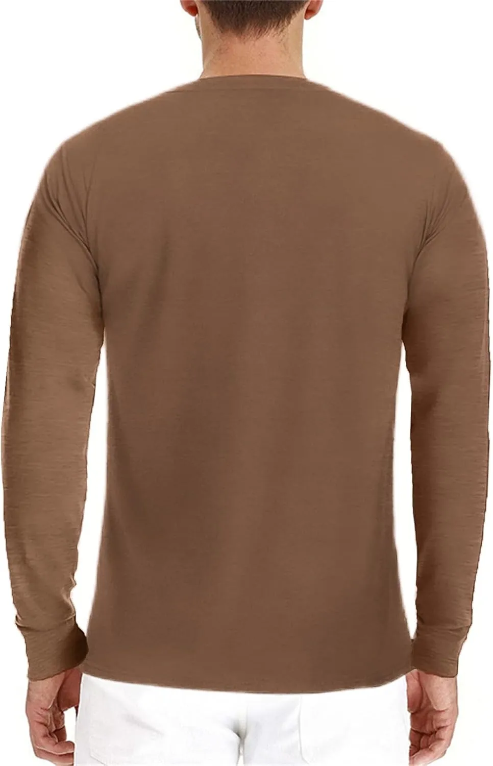 Lexiart Mens Fashion Henley Shirts Long Sleeve Button Cotton T-Shirt with Pocket