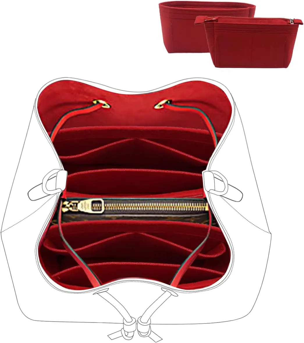 LEXSION Elegant and Versatile Red Handbag Organizer, 2-Pack Set, Fits LV NeoNoe Perfectly