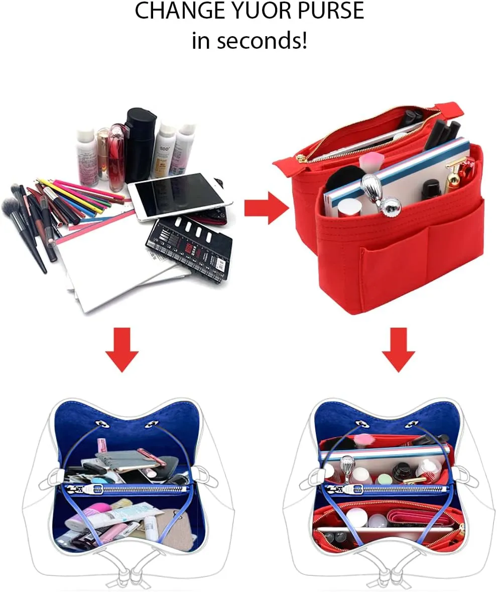 LEXSION Elegant and Versatile Red Handbag Organizer, 2-Pack Set, Fits LV NeoNoe Perfectly