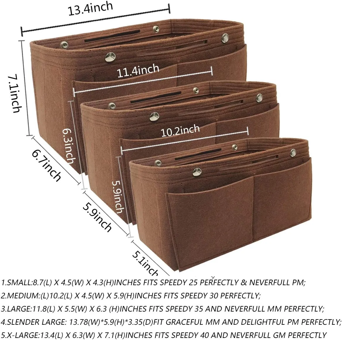 LEXSION Felt Purse Organizer Insert - Multi Pocket Bag in Bag Organizer Shaper