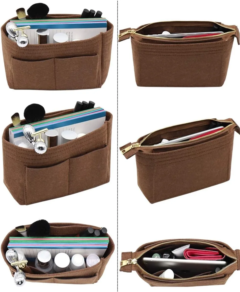 LEXSION Organizer,Bag Organizer,Insert purse organizer with 2 packs in one set fit NeoNoe Noé Series perfectly Brown