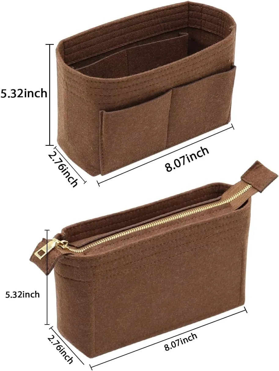 LEXSION Organizer,Bag Organizer,Insert purse organizer with 2 packs in one set fit NeoNoe Noé Series perfectly Brown