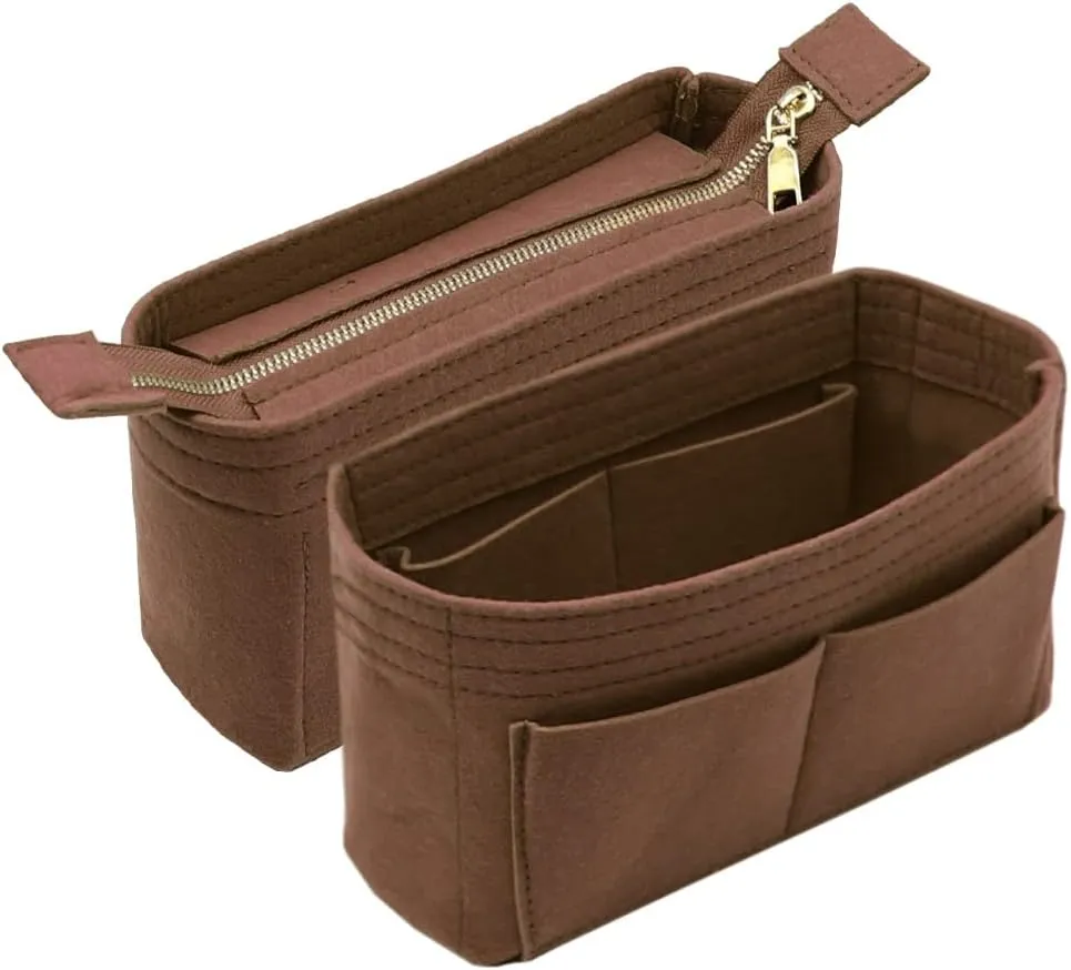 LEXSION Organizer,Bag Organizer,Insert purse organizer with 2 packs in one set fit NeoNoe Noé Series perfectly Brown