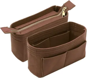 LEXSION Organizer,Bag Organizer,Insert purse organizer with 2 packs in one set fit NeoNoe Noé Series perfectly Brown