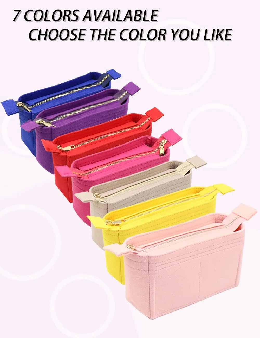 LEXSION Organizer,Bag Organizer,Insert purse organizer with 2 packs in one set fit NeoNoe Noé Series perfectly Purple