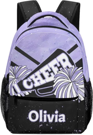 Light Purple Cheer Personalized Name Waterproof Unisex Backpack for Women Men Daily Bag